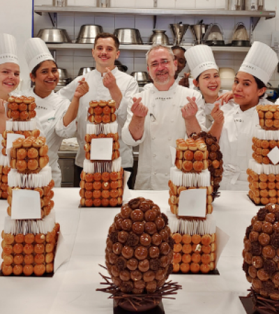 Croquembouche Workshop for Intensive Professional Program Students in French Pastry at FERRANDI Paris with Chef Simon Bienvenu