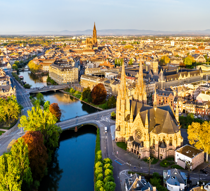 Vue aérienne de la ville de Strasbourg